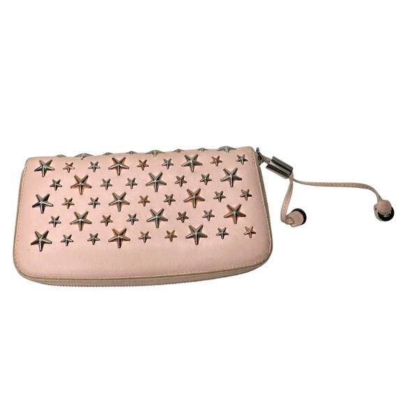 Jimmy Choo Filipa Zip-Around Long Wallet in Pink Leather Multi-Tone Star Studded - Picture 4 of 16
